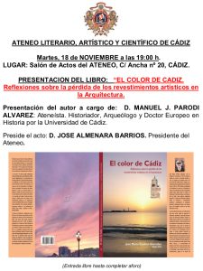 EL COLOR DE CADIZ. Reflexiones sobre la pérdida de los revestimientos artísticos en la Arquitectura